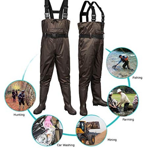 Toandon Mens Chest Waders Fishing Bootfoot Waders with Boots Water...