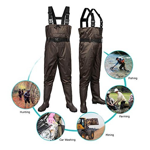 Toandon Mens Fishing Waders Bootfoot Chest Waders with Boots Water...