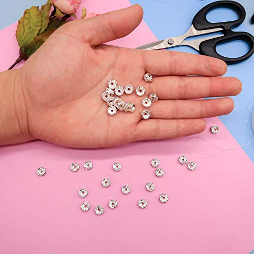TOAOB 100pcs 8mm Round AB Crystal Rondelle Spacer Beads Silver Pla...