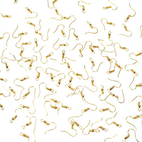 TOAOB 100pcs Earring Hooks Ear Wires with Ball and Coil K-Gold Ton...