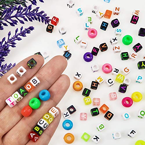 TOAOB 1200pcs Beads Kit Acrylic Letter Beads Cube Alphabet Beads M...