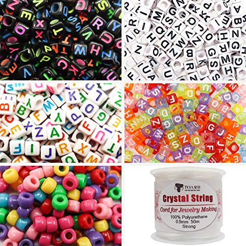 TOAOB 1200pcs Beads Kit Acrylic Letter Beads Cube Alphabet Beads M...