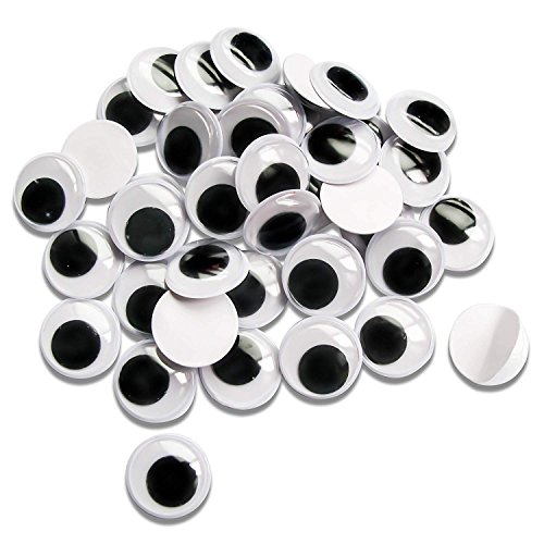 TOAOB 150pcs 1 Inch Plastic Wiggle Googly Eyes Self-Adhesive Black...