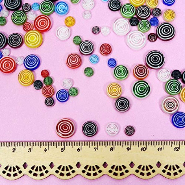 TOAOB 182pcs Assorted Colors Glass Beads Flat Round Lampwork Space...