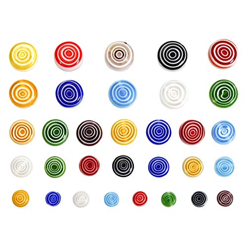 TOAOB 182pcs Assorted Colors Glass Beads Flat Round Lampwork Space...