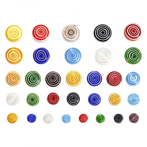 TOAOB 182pcs Assorted Colors Glass Beads Flat Round Lampwork Space...