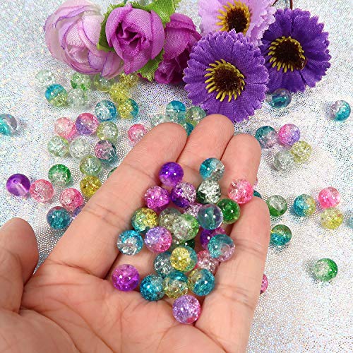 TOAOB 200pcs 10 Assorted Color Crackle Lampwork Glass Beads 8mm Ro...