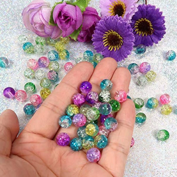 TOAOB 200pcs 10 Assorted Color Crackle Lampwork Glass Beads 8mm Ro...