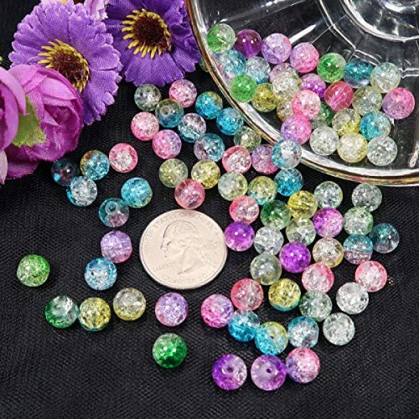 TOAOB 200pcs 10 Assorted Color Crackle Lampwork Glass Beads 8mm Ro...