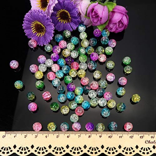 TOAOB 200pcs 10 Assorted Color Crackle Lampwork Glass Beads 8mm Ro...