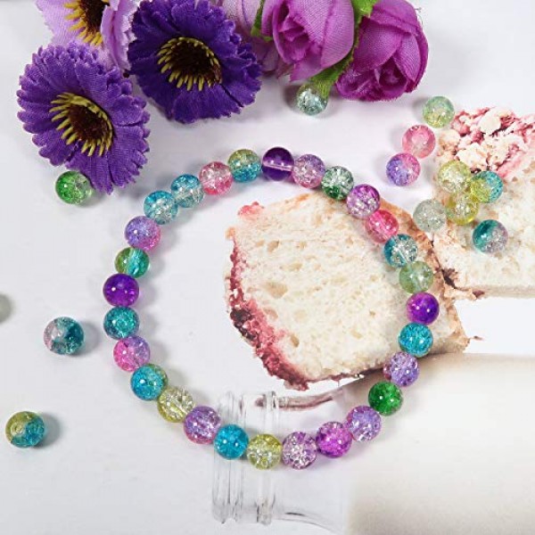 TOAOB 200pcs 10 Assorted Color Crackle Lampwork Glass Beads 8mm Ro...