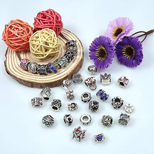 TOAOB 30pcs Assorted Antique Silver Rhinestone European Lampwork B...