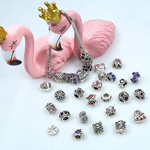 TOAOB 30pcs Assorted Antique Silver Rhinestone European Lampwork B...