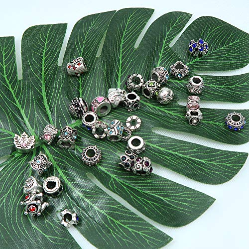 TOAOB 30pcs Assorted Antique Silver Rhinestone European Lampwork B...