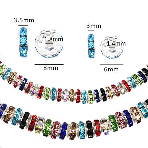TOAOB 400pcs Assorted Colors Crystal Rondelle Spacer Beads 6mm 8mm...