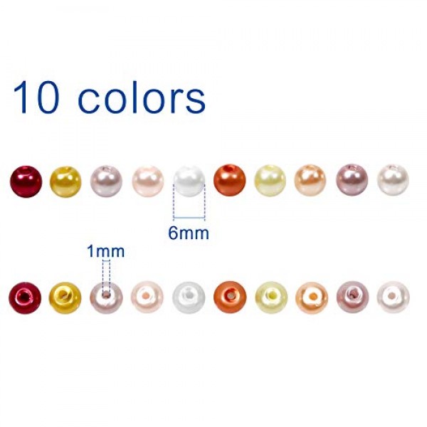 TOAOB 500pcs 6mm Glass Pearl Beads Bulk Assorted Color Loose Space...