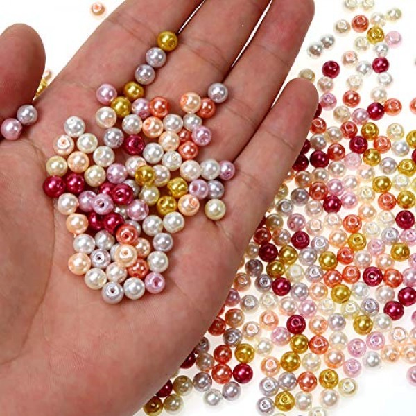 TOAOB 500pcs 6mm Glass Pearl Beads Bulk Assorted Color Loose Space...