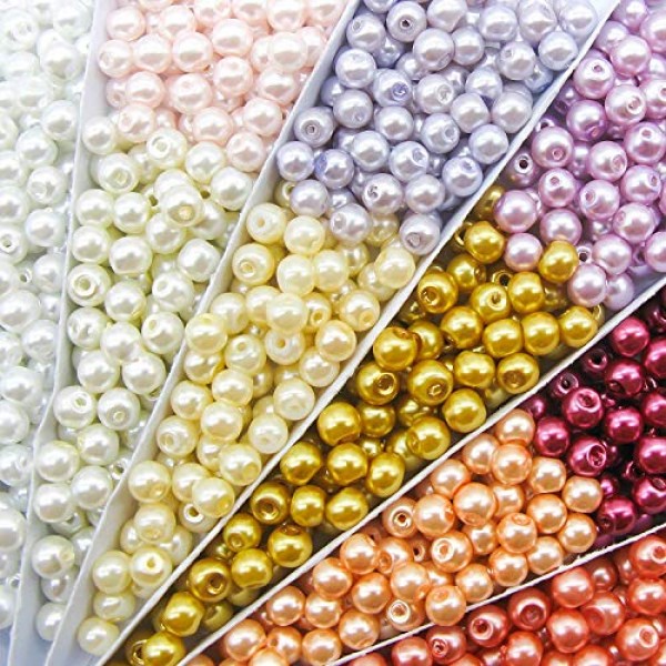 TOAOB 500pcs 6mm Glass Pearl Beads Bulk Assorted Color Loose Space...