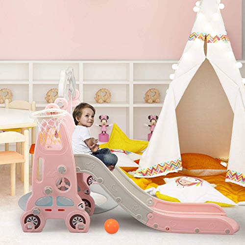 TOBBI Toddler Climber and Swing Set, 3 in 1 Slide and Swing Set fo...