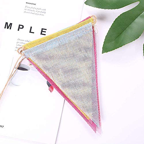 ToBeIT Triangle Flag 48 Flags Imitated Burlap Pennant Banner - Mul...
