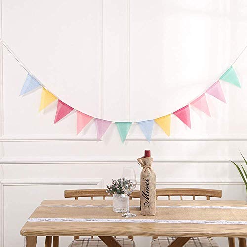 ToBeIT Triangle Flag 48 Flags Imitated Burlap Pennant Banner - Mul...