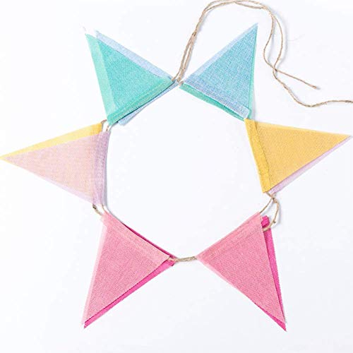 ToBeIT Triangle Flag 48 Flags Imitated Burlap Pennant Banner - Mul...