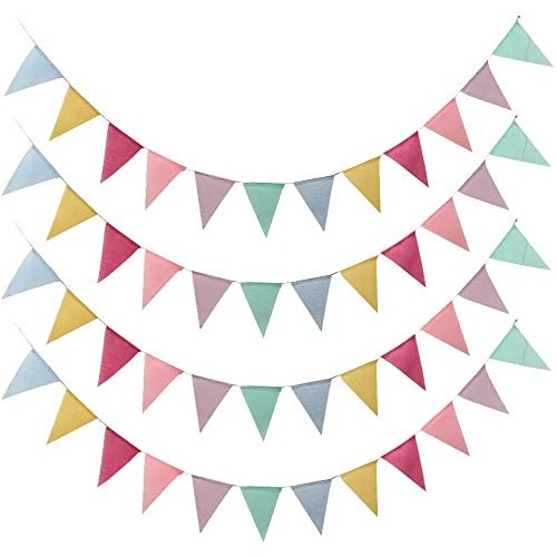 ToBeIT Triangle Flag 48 Flags Imitated Burlap Pennant Banner - Mul...