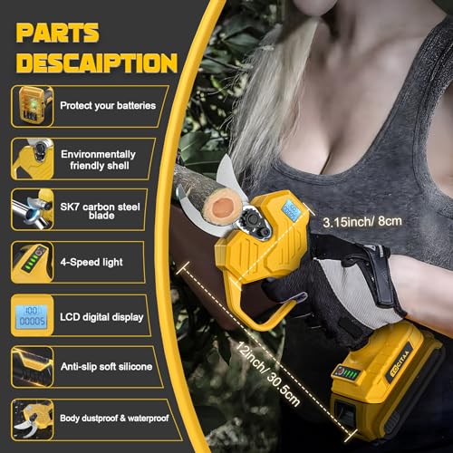Cordless Electric Pruning Shears for Dewalt 20v Battery, TOCiTAA P...