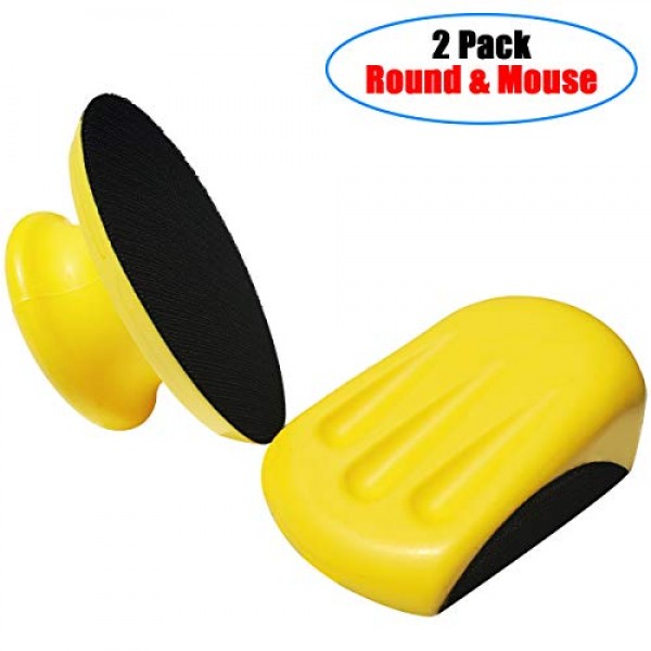 Tockrop 2 Pack 5 Inch Hand Sanding Blocks Round and Mouse-Shaped f...