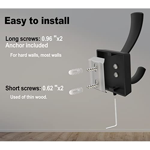 TOFIIGREM Black Wall Hooks Towel Hook, Bath Robe Hooks Heavy Duty ...