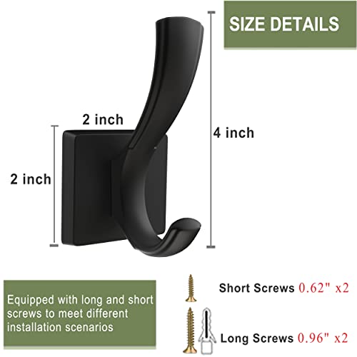 TOFIIGREM Black Wall Hooks Towel Hook, Bath Robe Hooks Heavy Duty ...