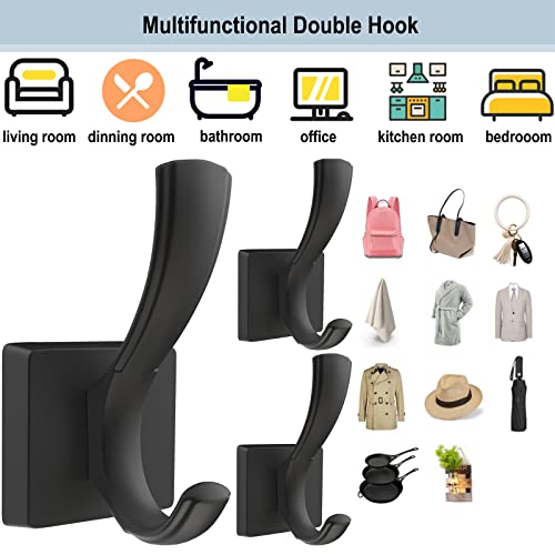 TOFIIGREM Black Wall Hooks Towel Hook, Bath Robe Hooks Heavy Duty ...