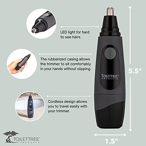 ToiletTree Products Water Resistant Nose and Ear Hair Trimmer with...