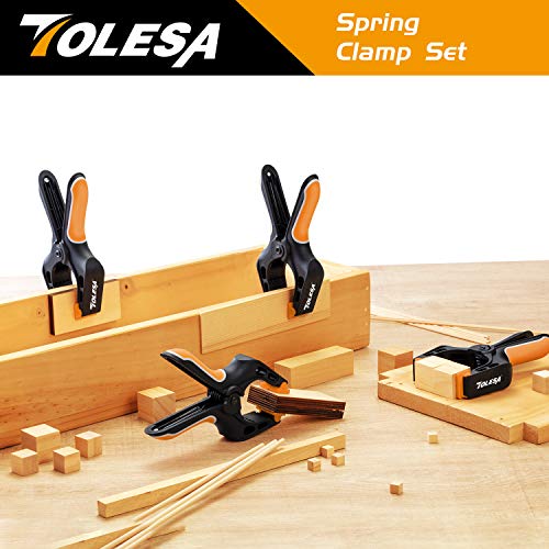 TOLESA 7-Inch Spring Clamps Powerful Force 4-Piece Nylon Clamp wit...