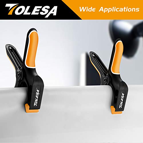 TOLESA 7-Inch Spring Clamps Powerful Force 4-Piece Nylon Clamp wit...