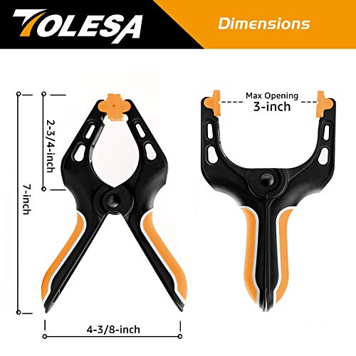 TOLESA 7-Inch Spring Clamps Powerful Force 4-Piece Nylon Clamp wit...