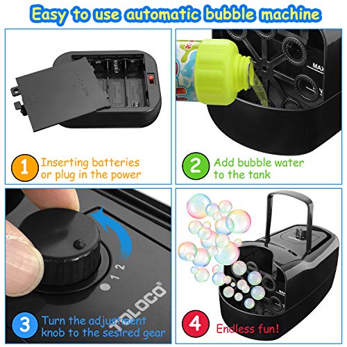 TOLOCO Bubble Machine,Automatic Bubble Blower Portable Bubble Make...