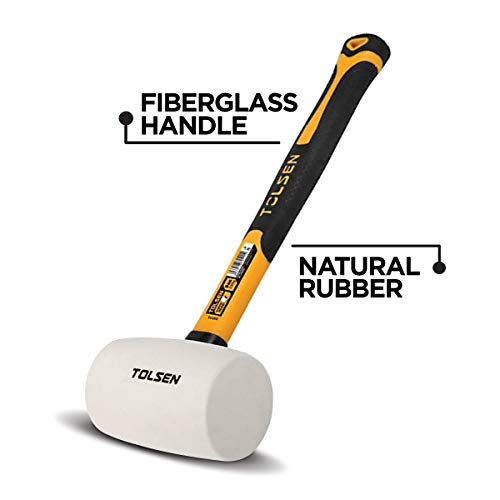 White Rubber Mallet 24oz, Rubber Mallet Hammer, Fiberglass Handle,...