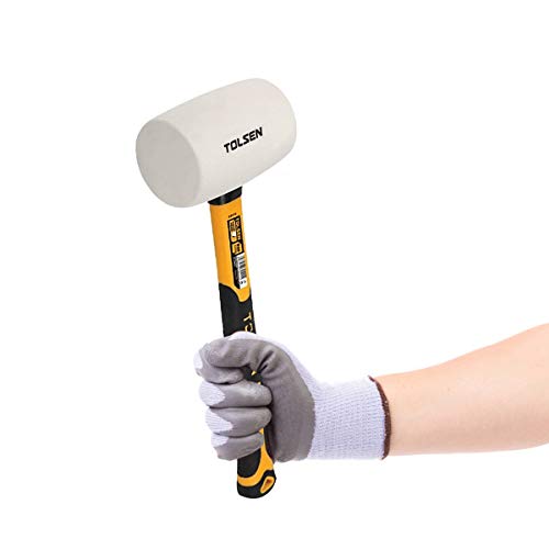 White Rubber Mallet 24oz, Rubber Mallet Hammer, Fiberglass Handle,...