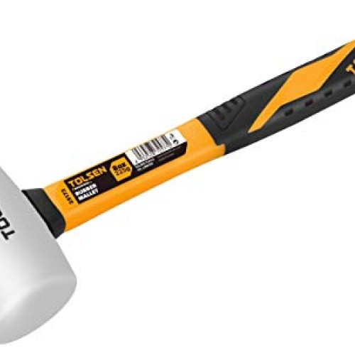 White Rubber Mallet 24oz, Rubber Mallet Hammer, Fiberglass Handle,...