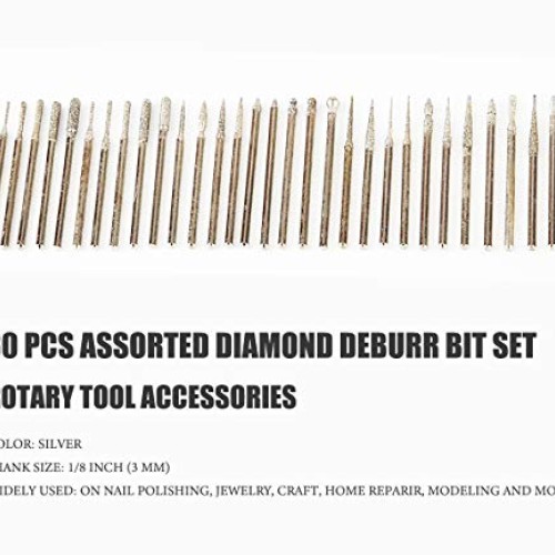 30 PCS Diamond Burrs Set, 1/8” Shank Rotary Tool Accessory for Jew...
