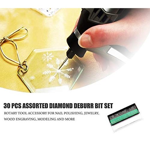 30 PCS Diamond Burrs Set, 1/8” Shank Rotary Tool Accessory for Jew...