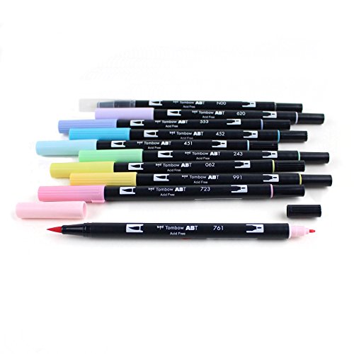Tombow 56187 Dual Brush Pen Art Markers, Pastel, 10-Pack. Blendabl...