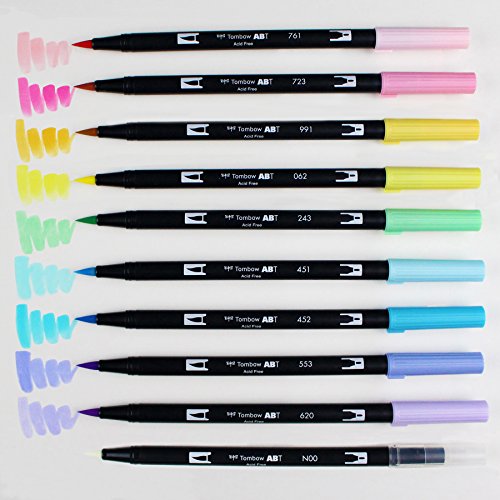 Tombow 56187 Dual Brush Pen Art Markers, Pastel, 10-Pack. Blendabl...
