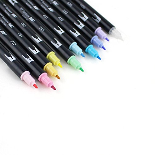 Tombow 56187 Dual Brush Pen Art Markers, Pastel, 10-Pack. Blendabl...