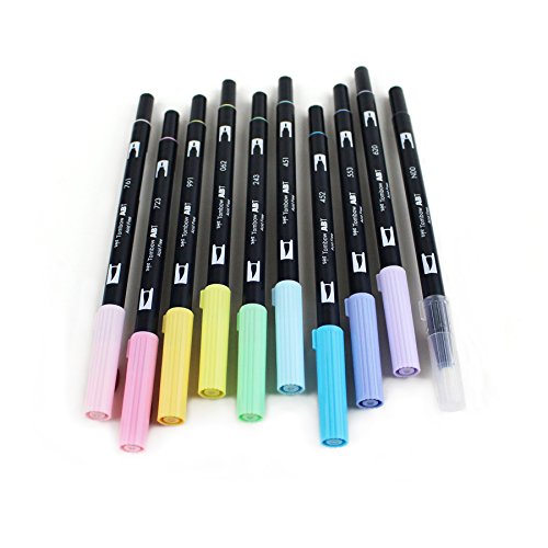 Tombow 56187 Dual Brush Pen Art Markers, Pastel, 10-Pack. Blendabl...