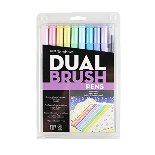 Tombow 56187 Dual Brush Pen Art Markers, Pastel, 10-Pack. Blendabl...