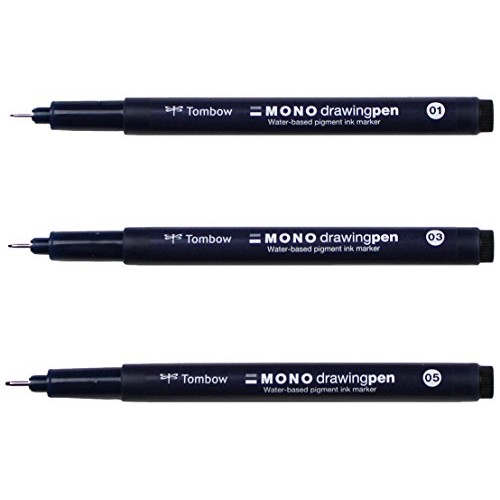 Tombow 66403 MONO Drawing Pen, 3-Pack. Create Precise, Detailed Dr...