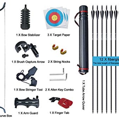Recurve Bow and Arrow Set Hunting for Adult Youth Junior Beginner ...