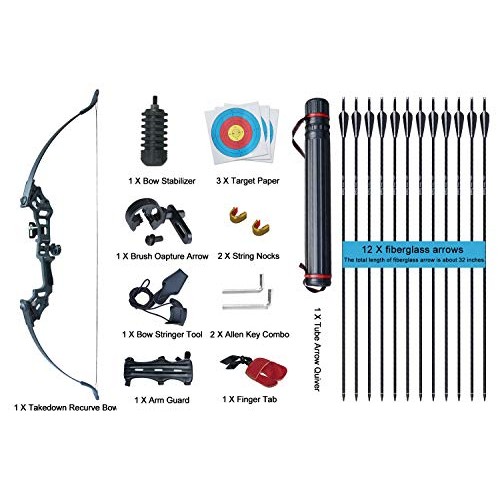 Recurve Bow and Arrow Set Hunting for Adult Youth Junior Beginner ...